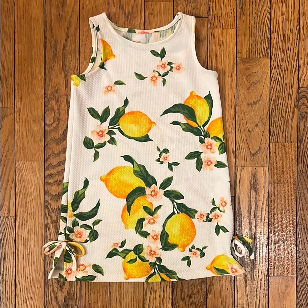 Pappagallo White and Yellow Casual Dress with Citrus Print